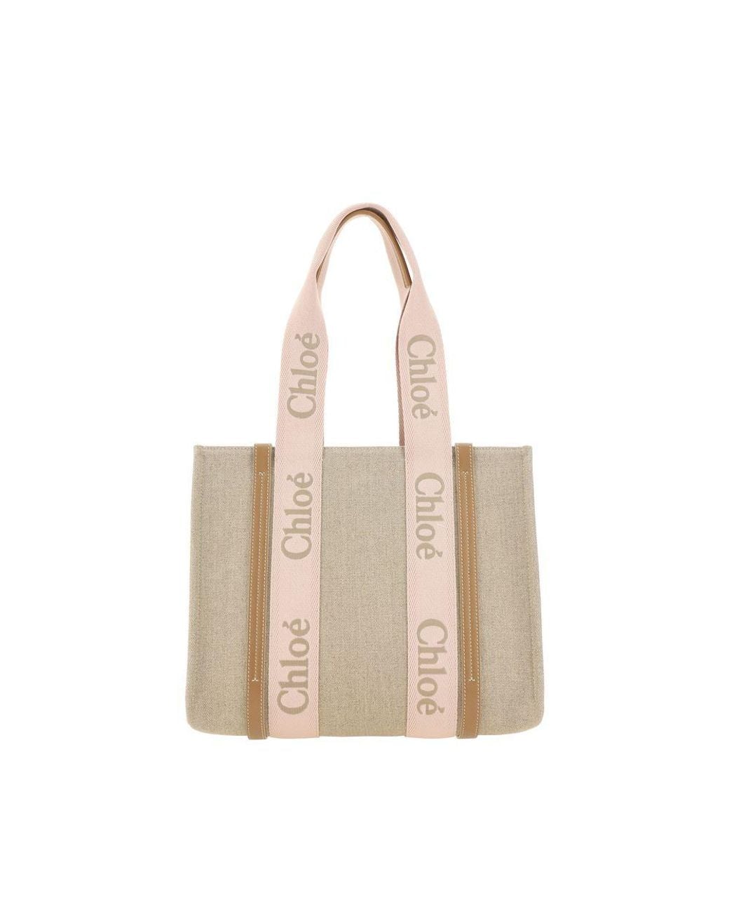 Chloé Natural Brown Linen Shoulder Bag