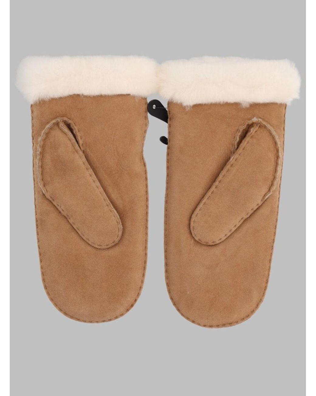 Ugg White Logo Leather Gloves Sheep