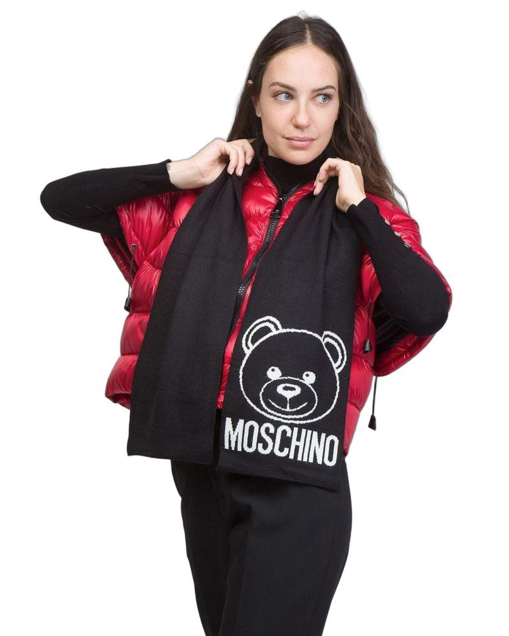 Moschino Red Scarf Wool Accessories