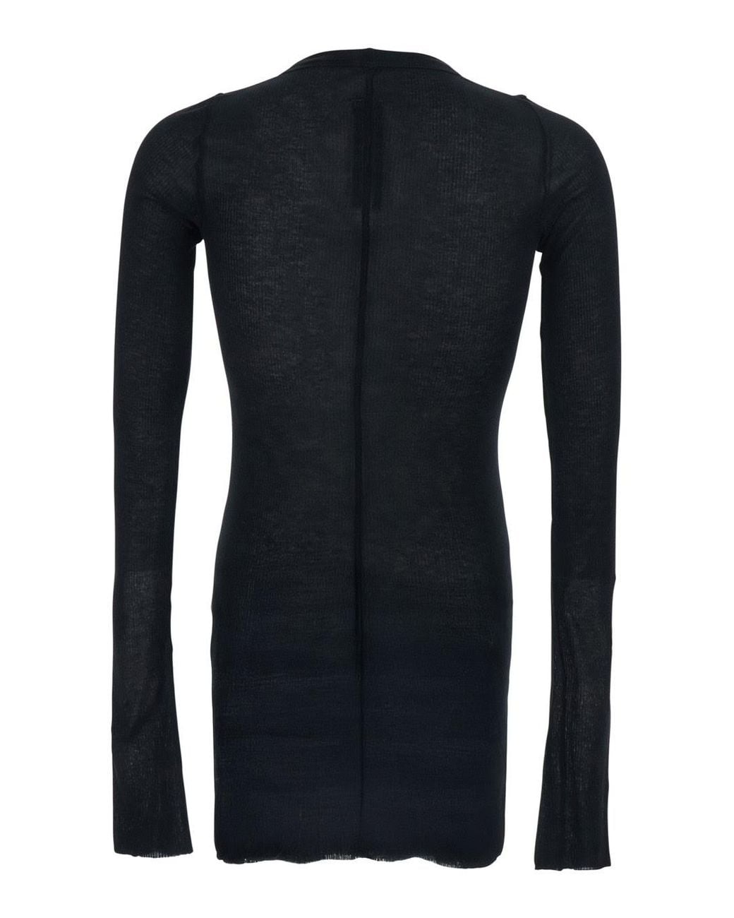 Rick Owens Black T-Shirt With Ribbed Design And Round Neck for men