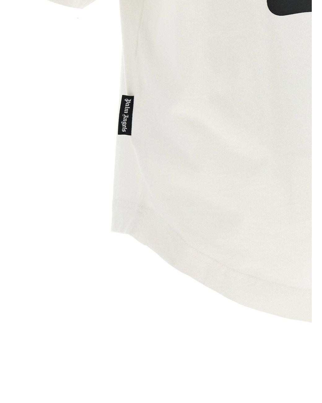 Palm Angels White Palm Logo Embroidered T-Shirt for men