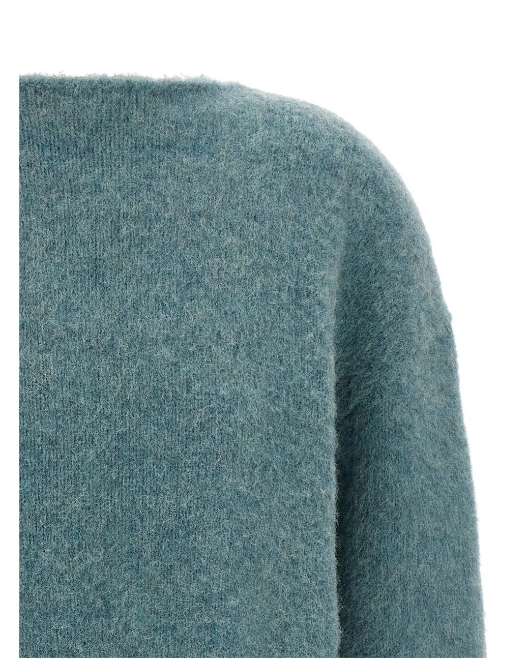 Jil Sander Green Raw-Fringed Wool Sweater