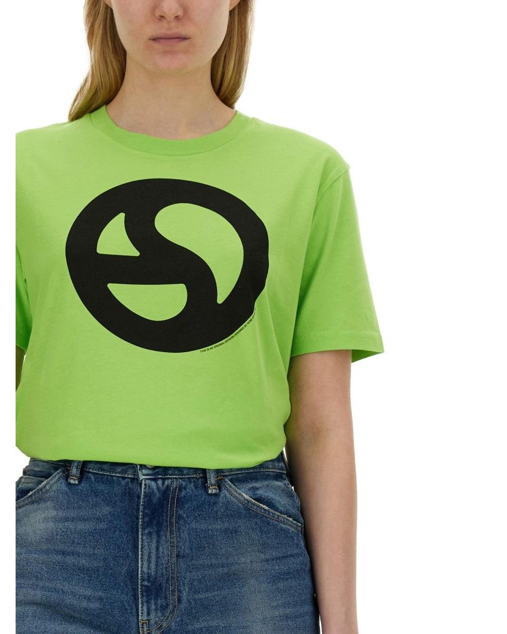 Acne Green Acne Studios Printed Cotton-Lyocell T-Shirt