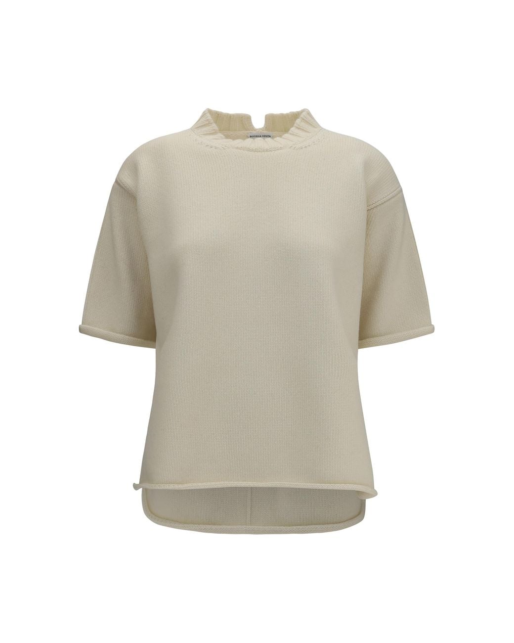 Bottega Veneta Natural Knit Wool And Cashmere T-Shirt Merino T-Shirts & Jerseys