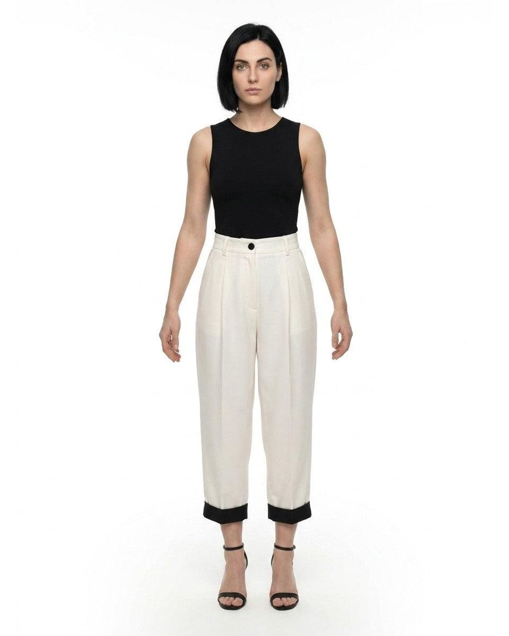 Dolce & Gabbana White Dolce & Gabbana Wool-Blend Cropped Trousers