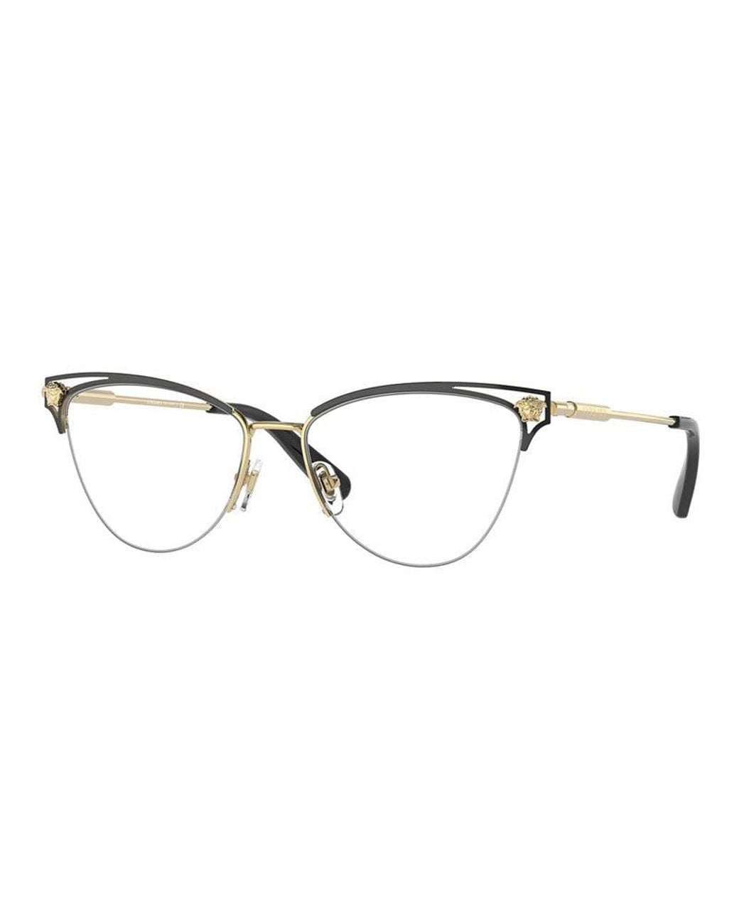 Versace Metallic Eyeglasses Cat Eye Semi Rim, Frame And Clear Demo Lenses Lens Ve12801433 Sunglasses