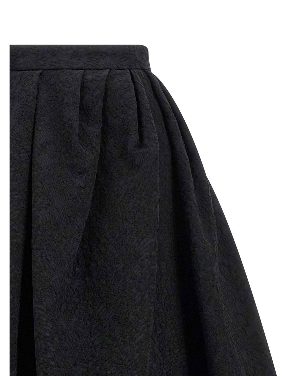 Carolina Herrera Black Cotton Jacquard Full Skirt