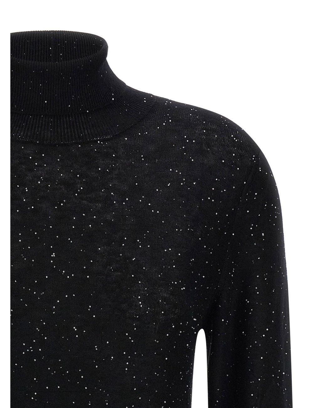 Fabiana Filippi Black Sequin-Embroidered Wool Sweater
