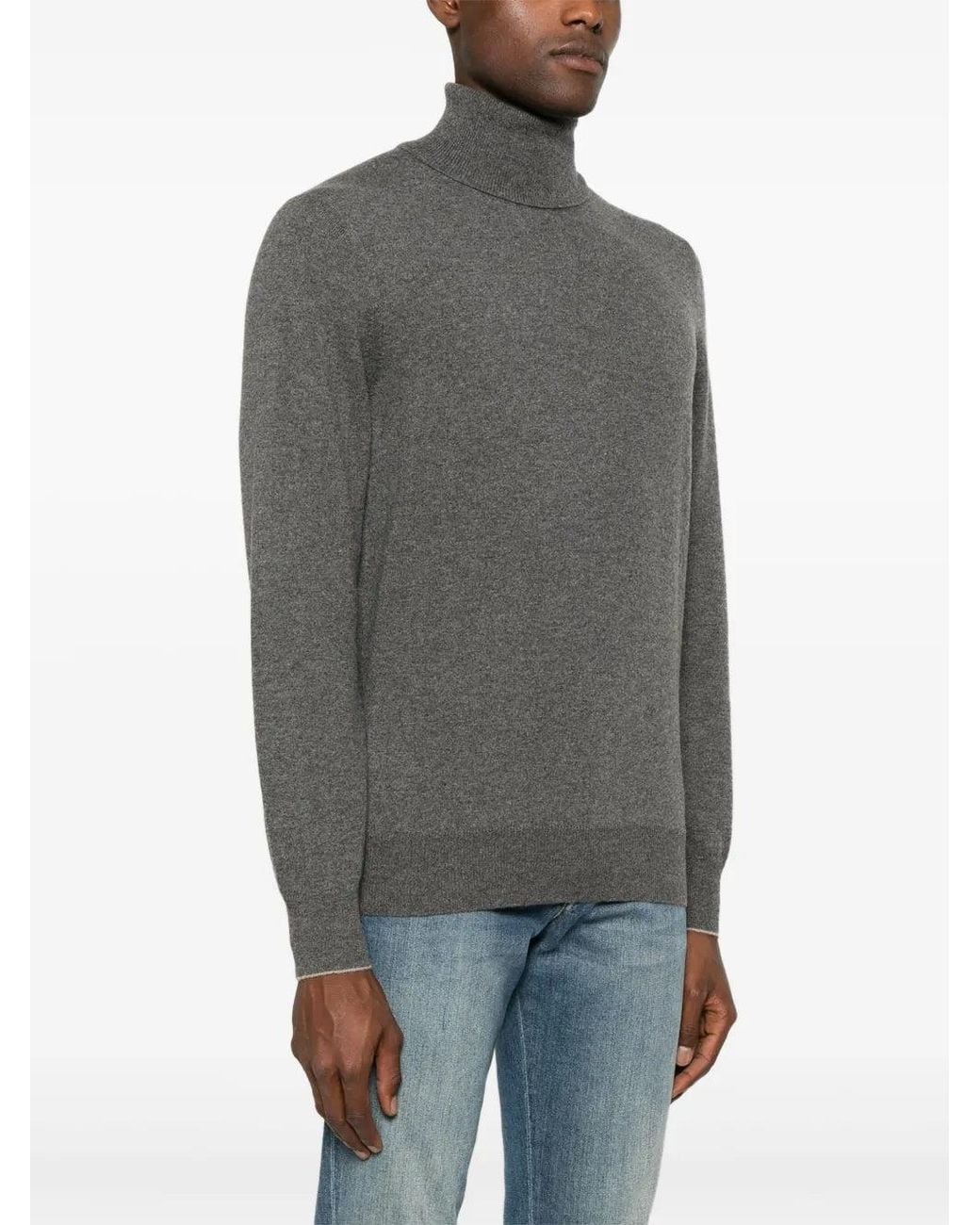 Brunello Cucinelli Gray Turtleneck Sweater Clothing for men