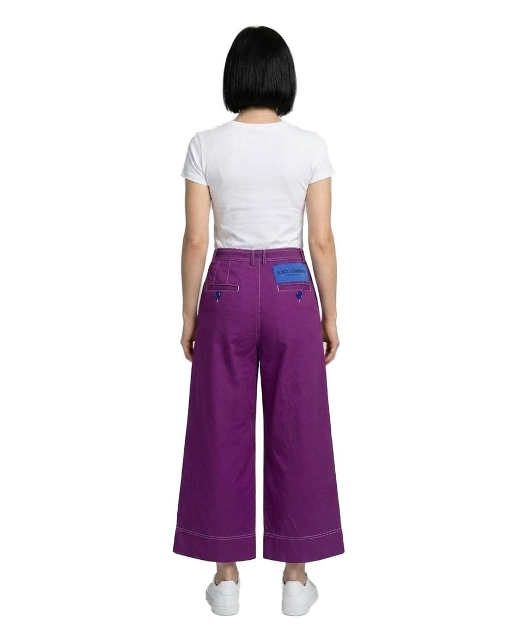 Dolce & Gabbana Purple Dolce & Gabbana Cotton Button-Detail Cargo Pants