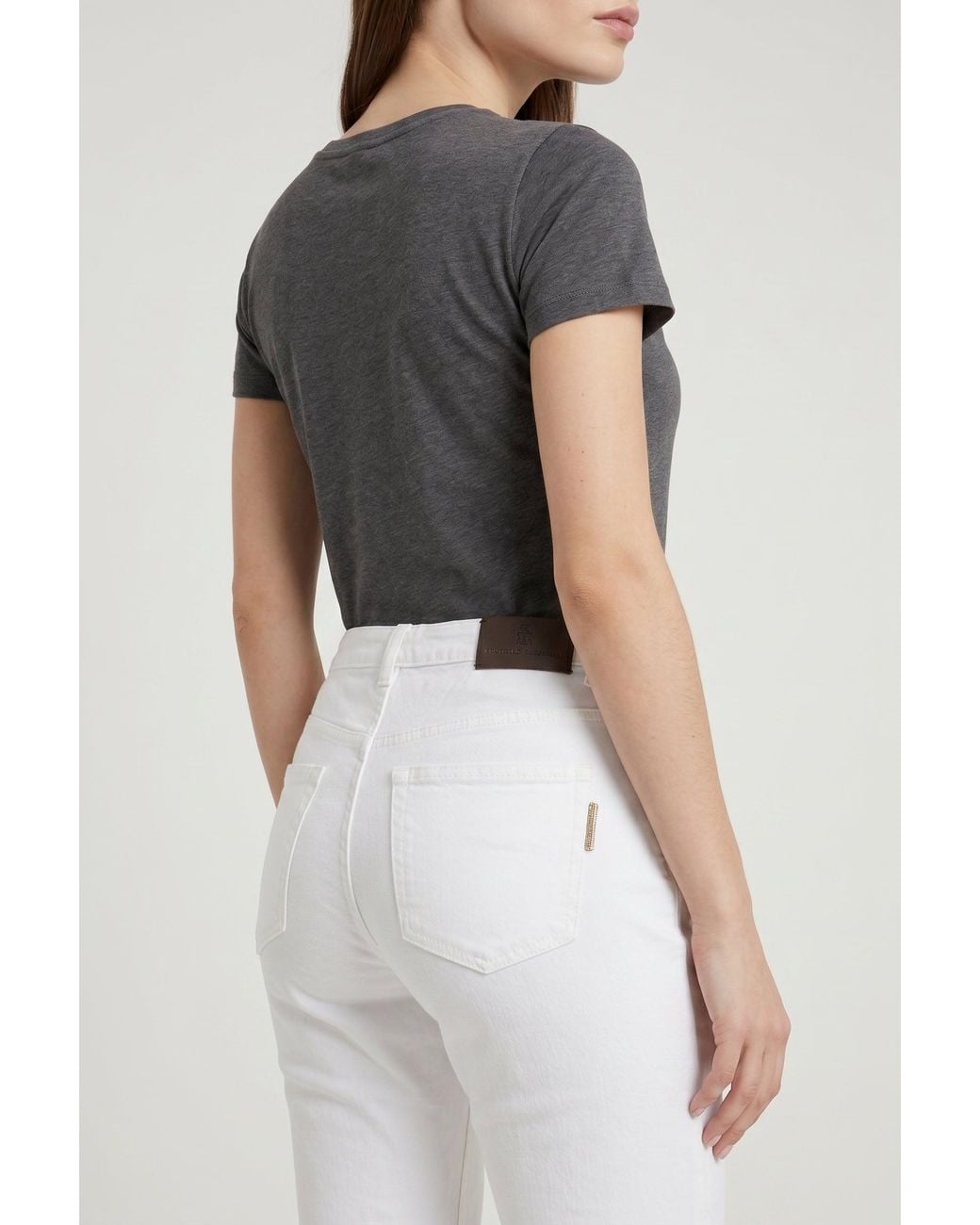 Brunello Cucinelli White Straight Leg Trousers
