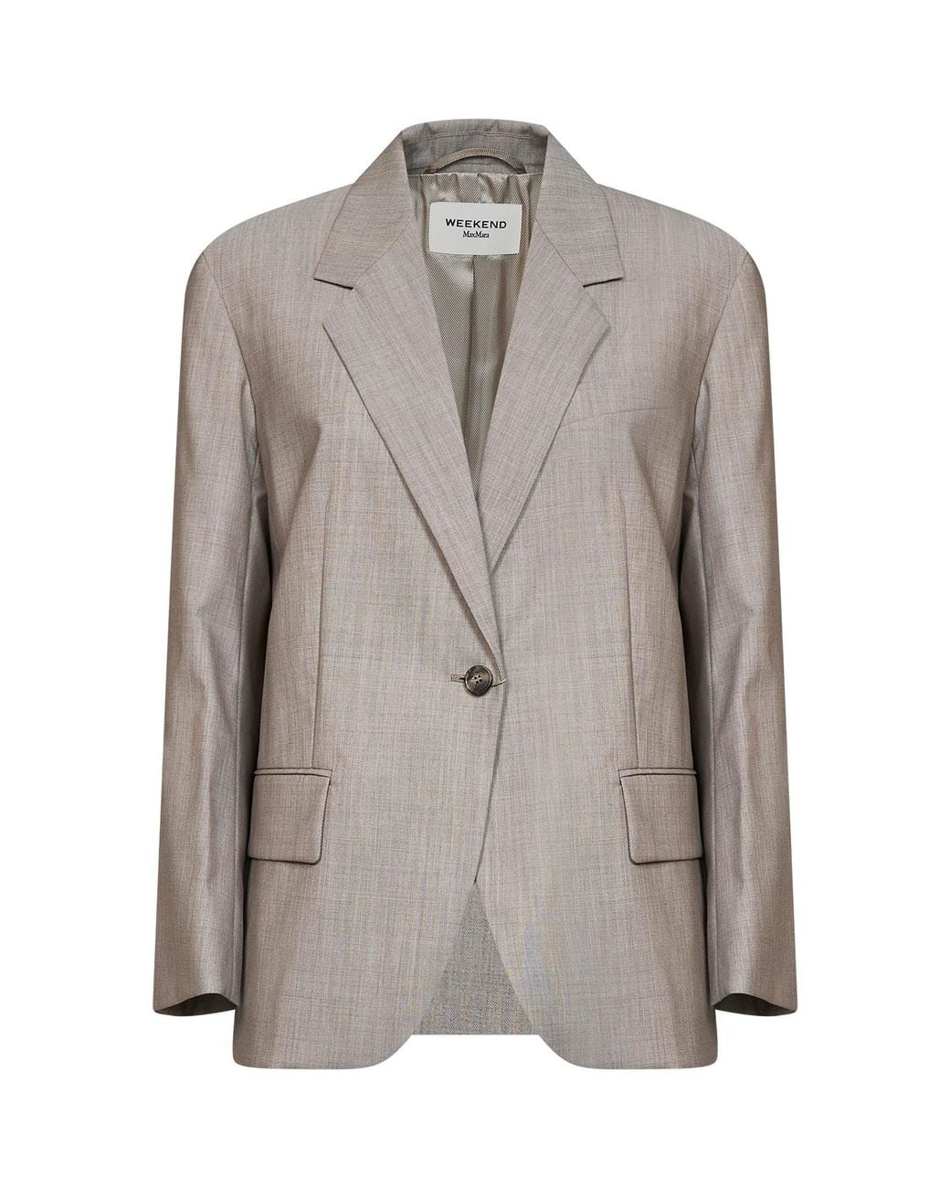 Weekend by Maxmara Gray Blazer Wkdattila Hazelnut Wool Virgin Jacket