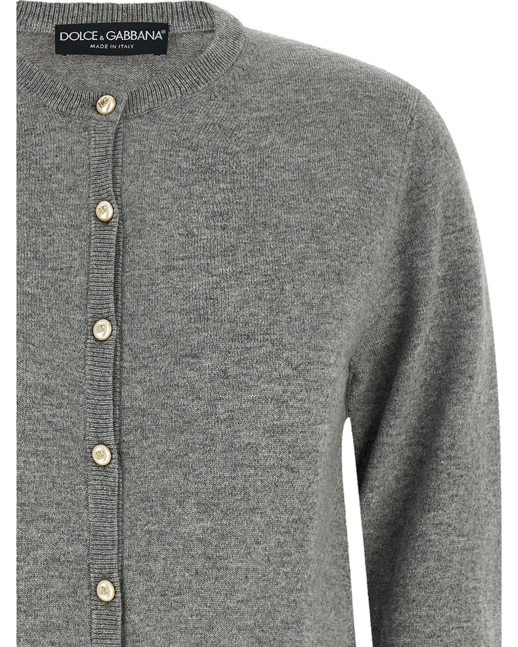 Dolce & Gabbana Gray Dolce & Gabbana Logo-Button Cashmere Cardigan
