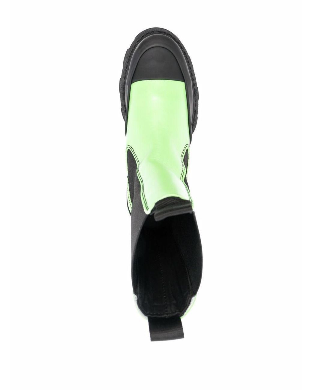 Ganni Green Leather Mid-Calf Chelsea Boots Flash Shoes