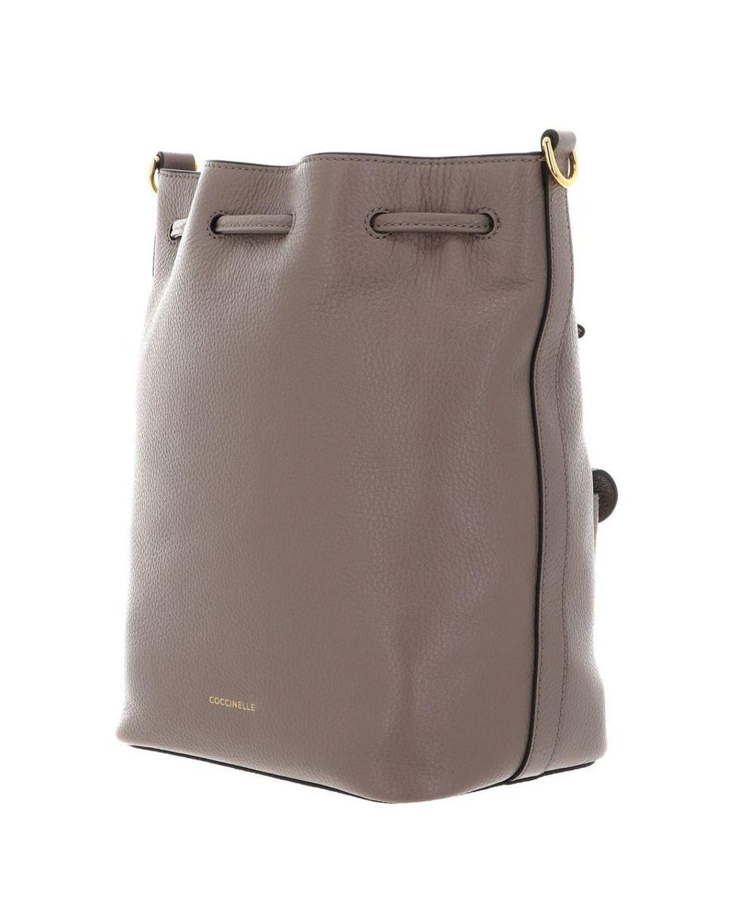 Coccinelle Gray Bucket Bag Cowhide Leather Bucket-Bags
