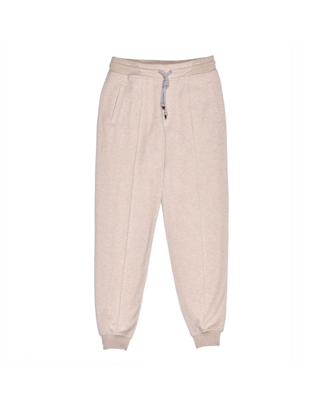 Brunello Cucinelli Natural Sand Wool Blend Jogger Trousers for men