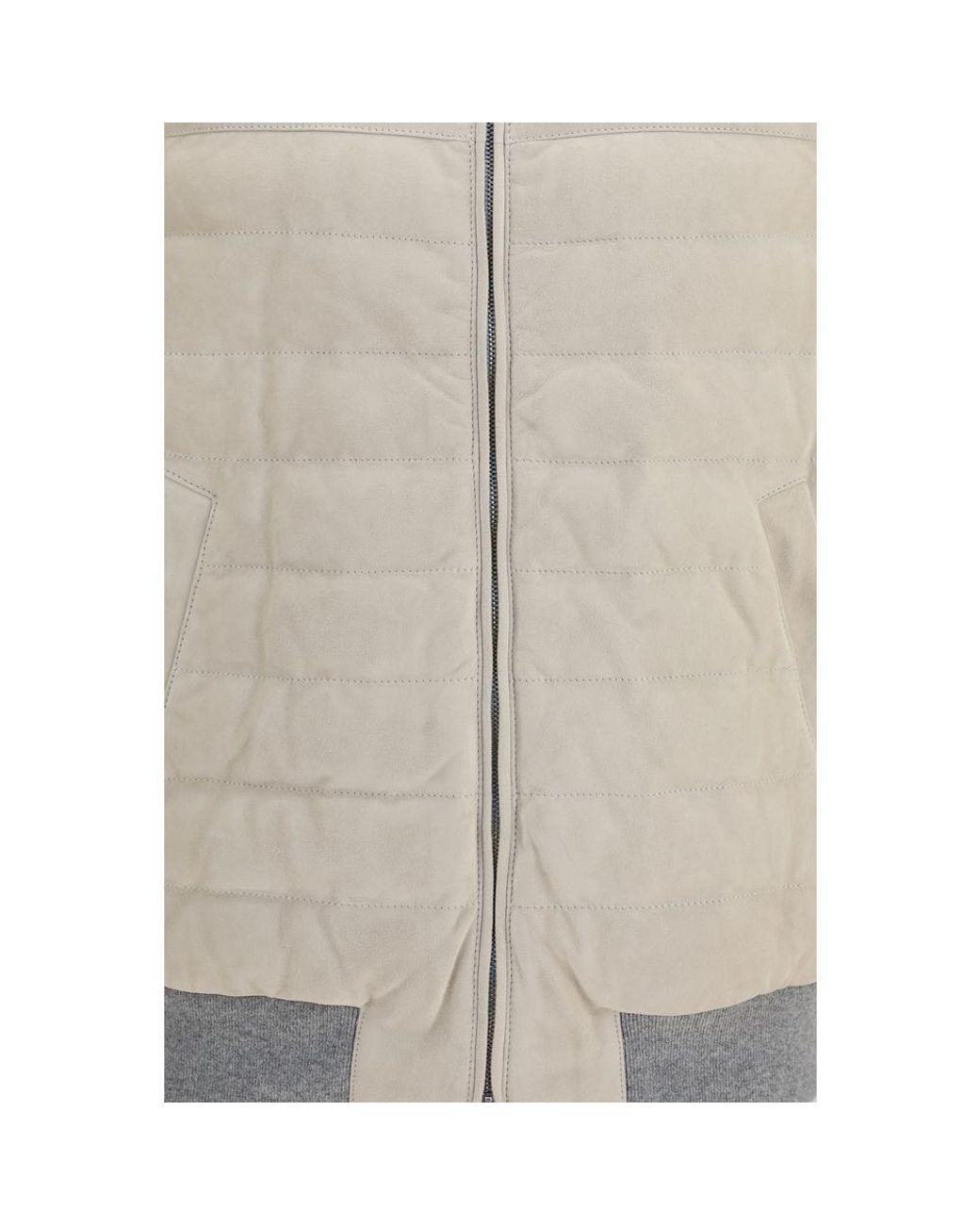 Brunello Cucinelli Natural Calf Leather Bos Taurus Sleeveless Jacket Clothing for men