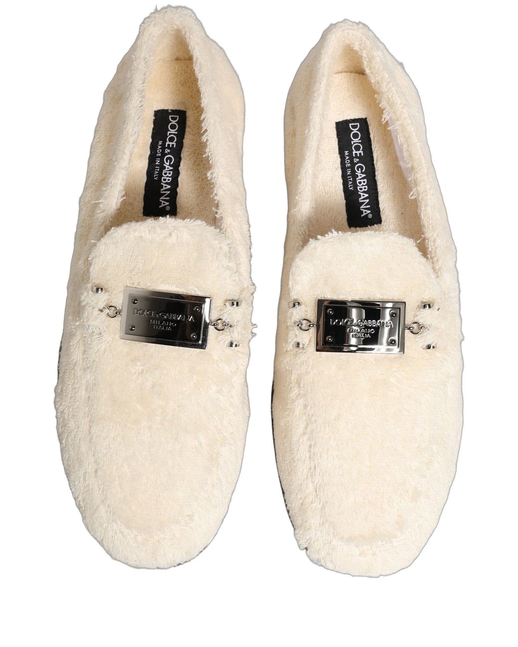 Dolce & Gabbana Natural Fur Shearling Dress Loafers Shoes Cotton for men
