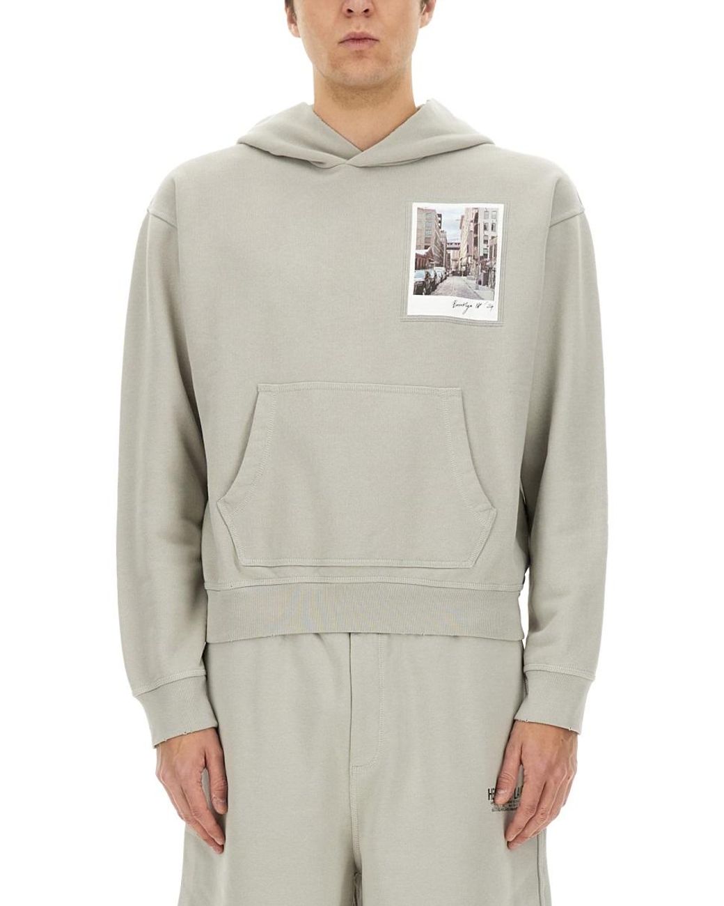 Helmut Lang Gray Helmut Lang Postcard-Print Cotton Sweatshirt for men