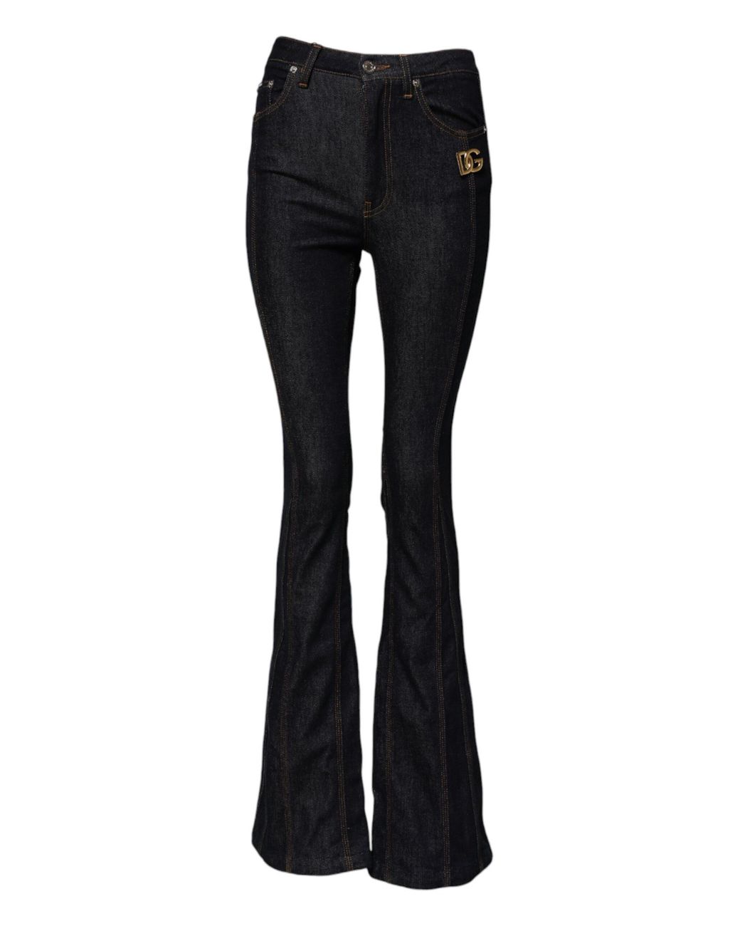 Dolce & Gabbana Black Cotton Mid Waist Bootcut Denim Jeans