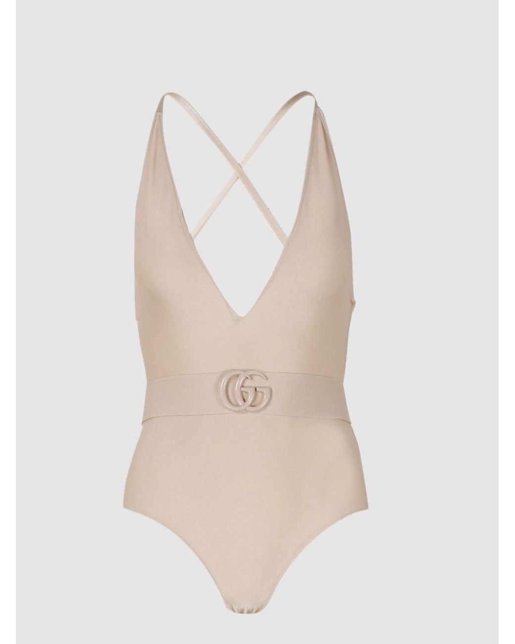 GG cutout one-shoulder swimsuit in brown - Gucci