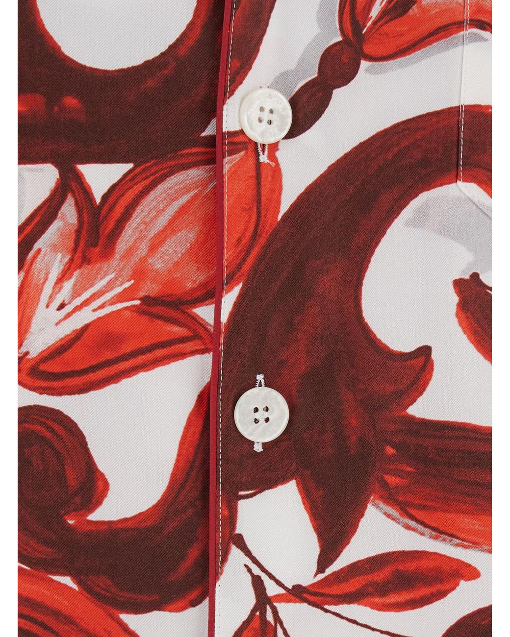 Dolce & Gabbana Red Shirt With Hawaii Collar Silk for men