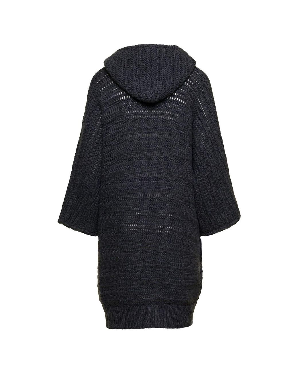 Brunello Cucinelli Blue Wool Hooded Sweater