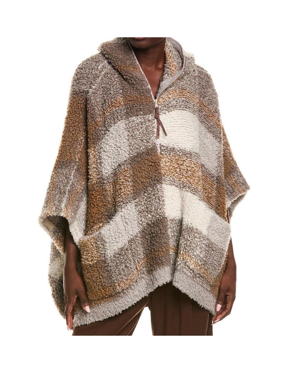 Brunello Cucinelli Brown Taupe Cashmere Hooded Poncho Jacket Clothing