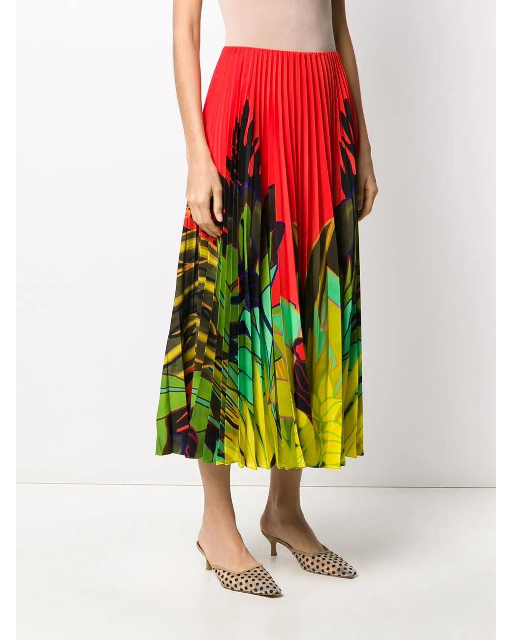 Valentino Mirrored Monkeys Forest Pleated Skirt
