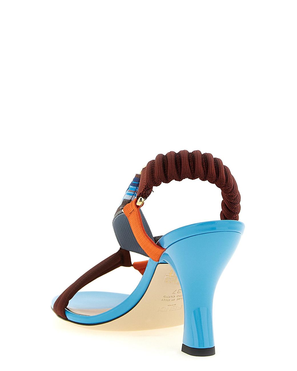 Fendi Blue 'Colibrì' Sandals With Woven Ribbons