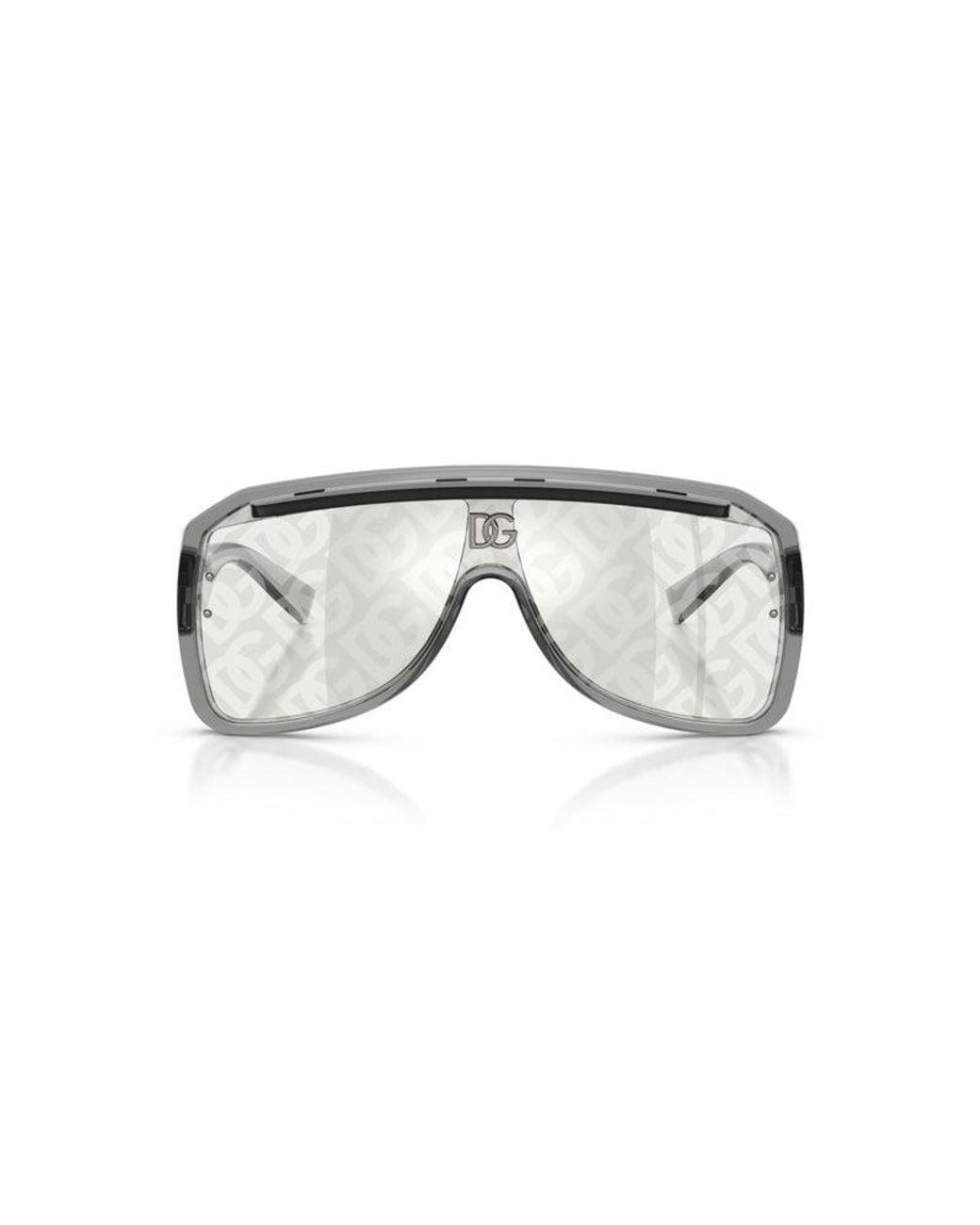 Dolce & Gabbana Gray Sunglasses Square Full Rim, Transparent Frame And Light With Gg Pattern Mirror Lens Dg62053160Al