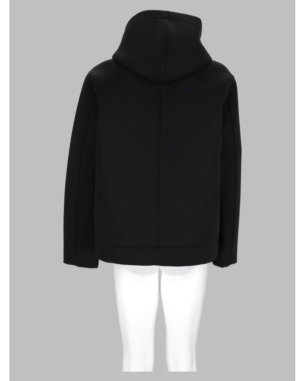 Paolo Pecora Black Hooded Zip Coat Polyester Jacket for men