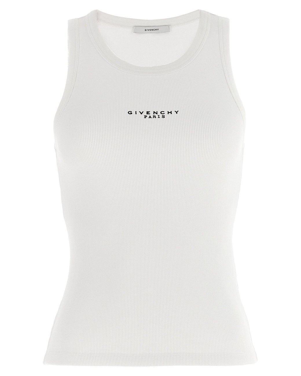 Givenchy White Logo-Embroidered Ribbed Cotton Tank Top