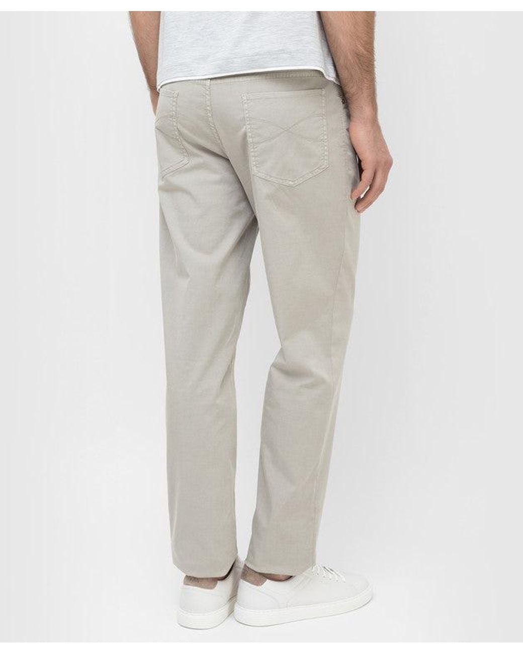 Brunello Cucinelli White Tailored Cotton Trousers for men