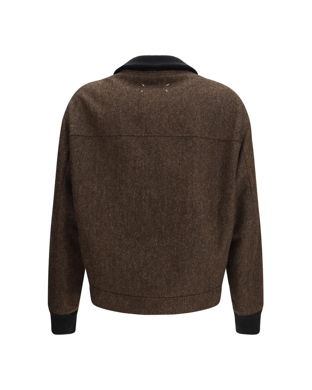 Maison Margiela Black Wool Zip Jacket With High Collar Merino for men