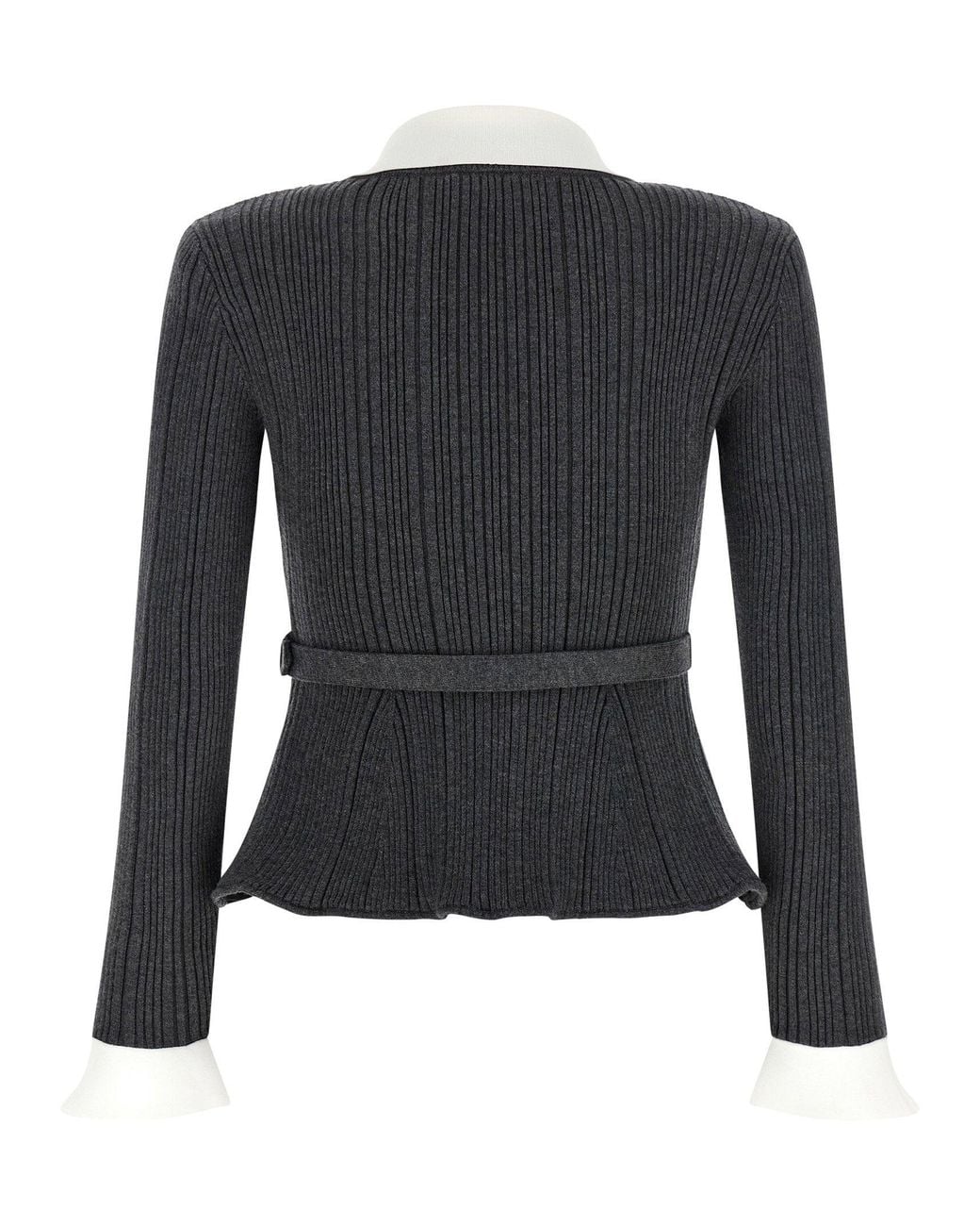 Self-Portrait Blue Ribbed With Contrast Cuffs Cardigan