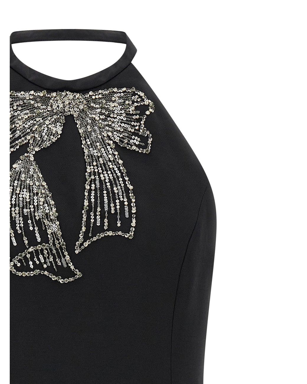 Valentino Garavani Black Sequin Bow-Embroidered Dress