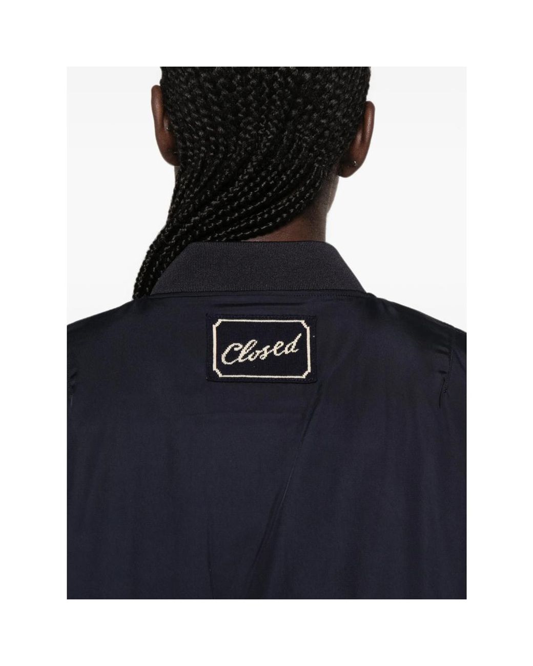 Closed Blue Logo-Patch Bomber Jacket