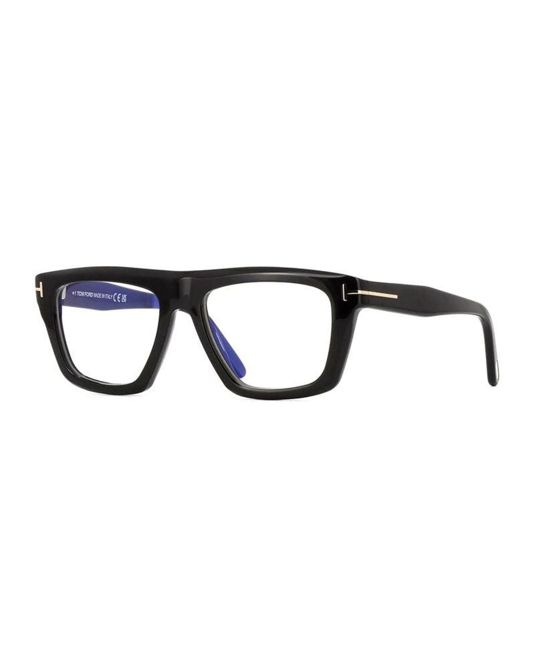 Tom Ford Black Eyeglasses Square Full Rim, Shiny Frame And Clear--Light Block Lenses Lens Ft6059-B001 Sunglasses
