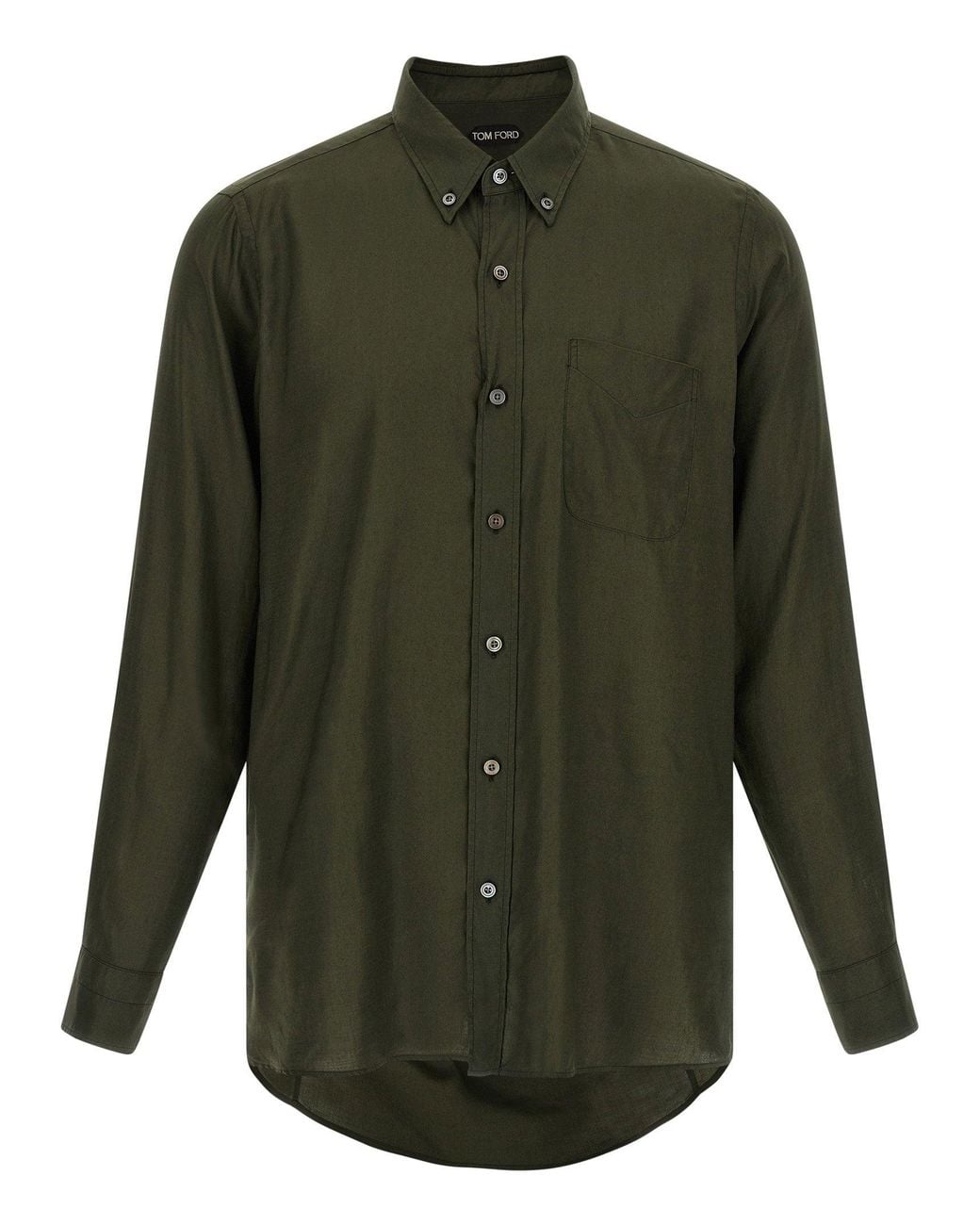 Tom Ford Green Button-Down Gabardine Shirt