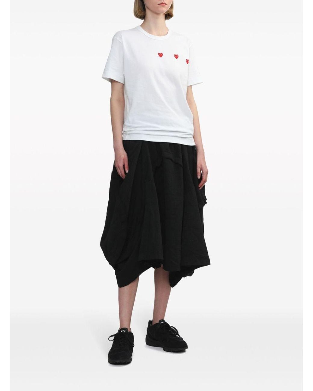 Comme des Garçons White Heart-Embroidered Cotton T-Shirt
