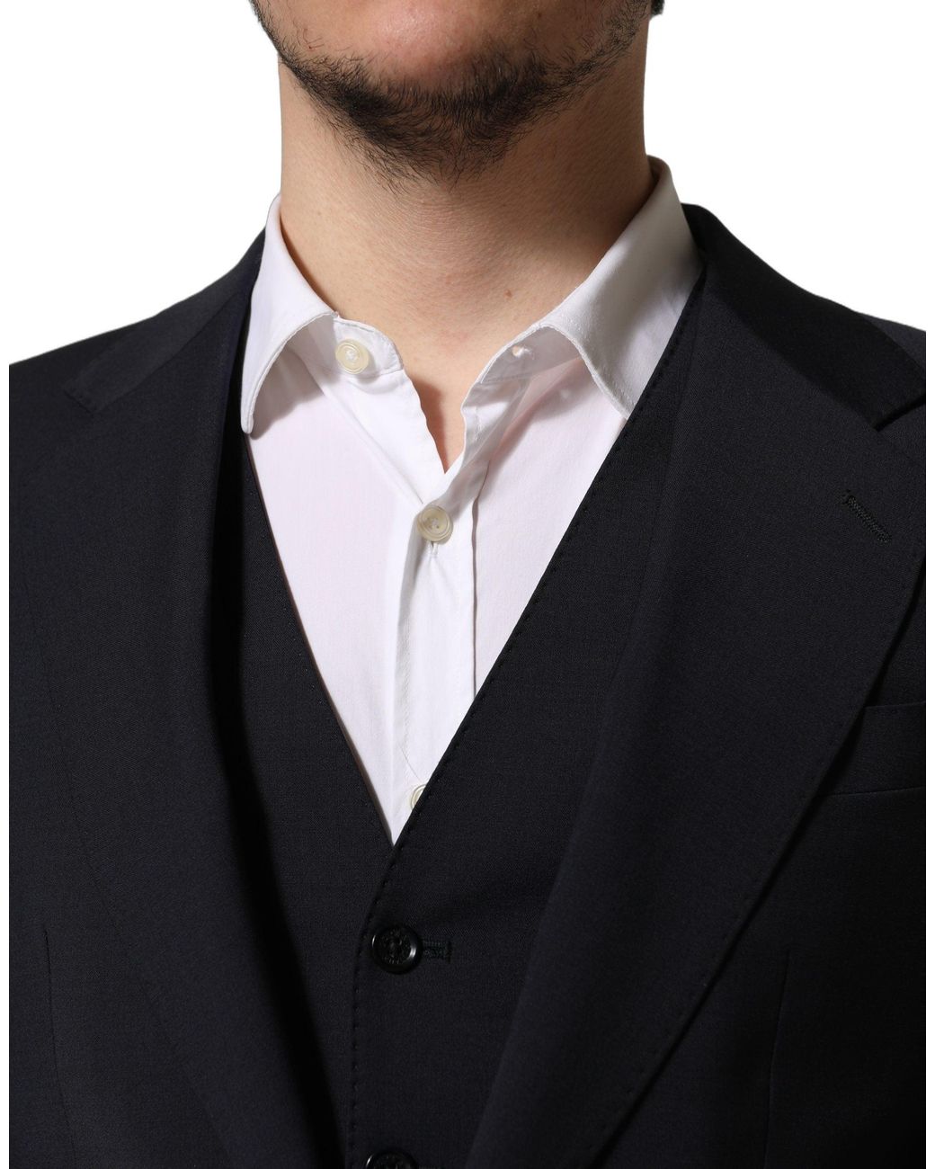 Dolce & Gabbana Black Dolce & Gabbana Wool Slim Fit Pant Suit for men