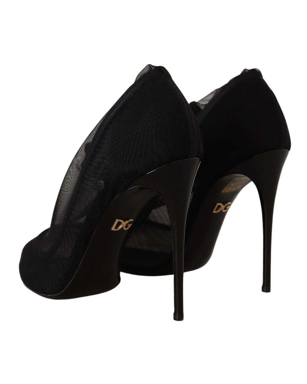 Dolce & Gabbana Black Tulle Stretch Boots Pumps Shoes Elastane