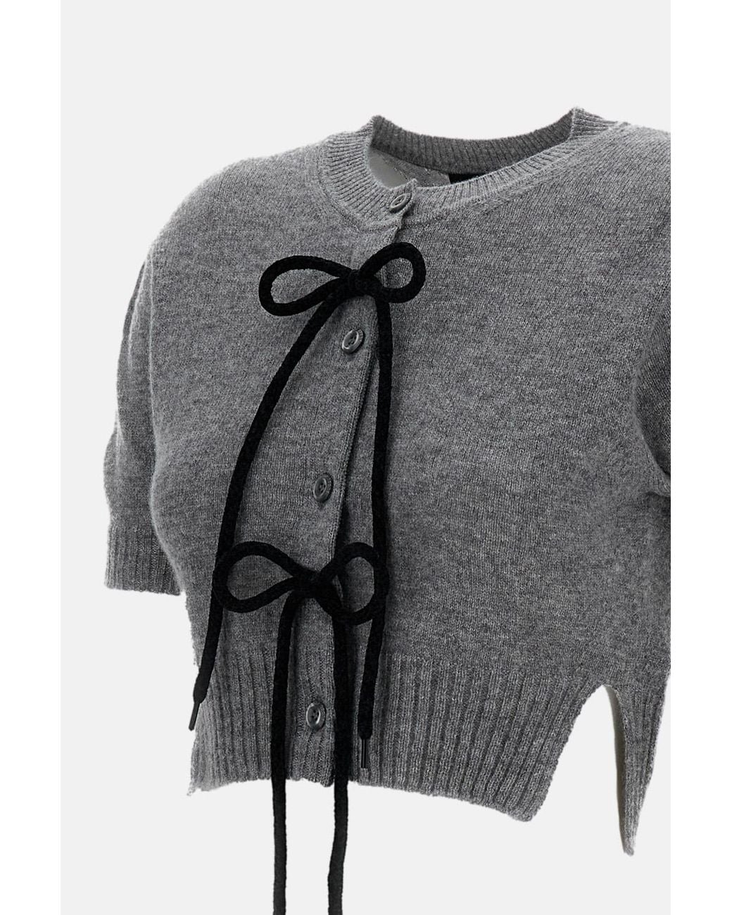 Simone Rocha Gray Cropped Cashmere Cardigan