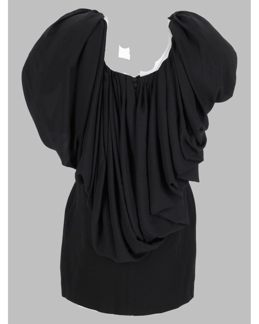 Magda Butrym Black Puff-Neck Mini Dress Silk Wool