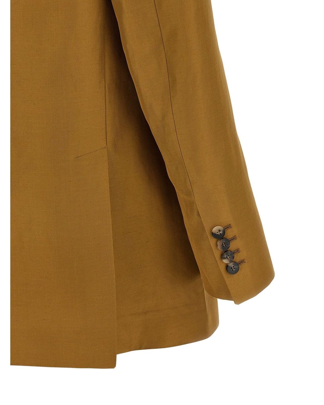 Alberto Biani Natural Double-Breasted Viscose Linen Blazer