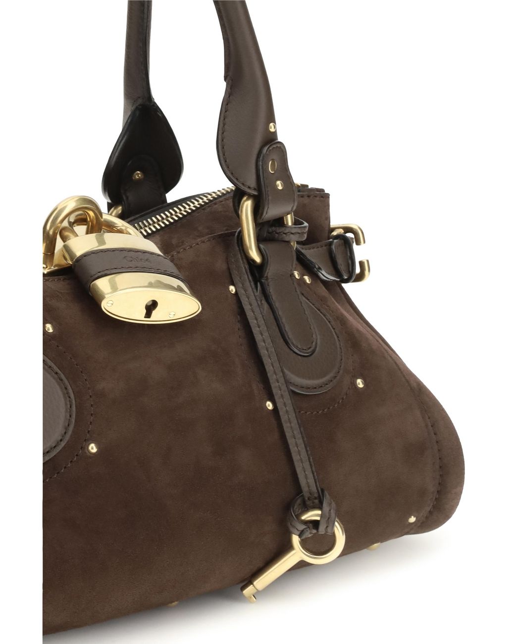 Chloé Brown Paddington Suede Handbag Calf Leather (Bos Taurus) Bag
