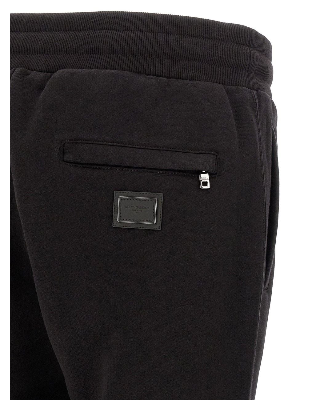 Dolce & Gabbana Black Dolce & Gabbana Logo-Plaque Cotton Jersey Joggers for men