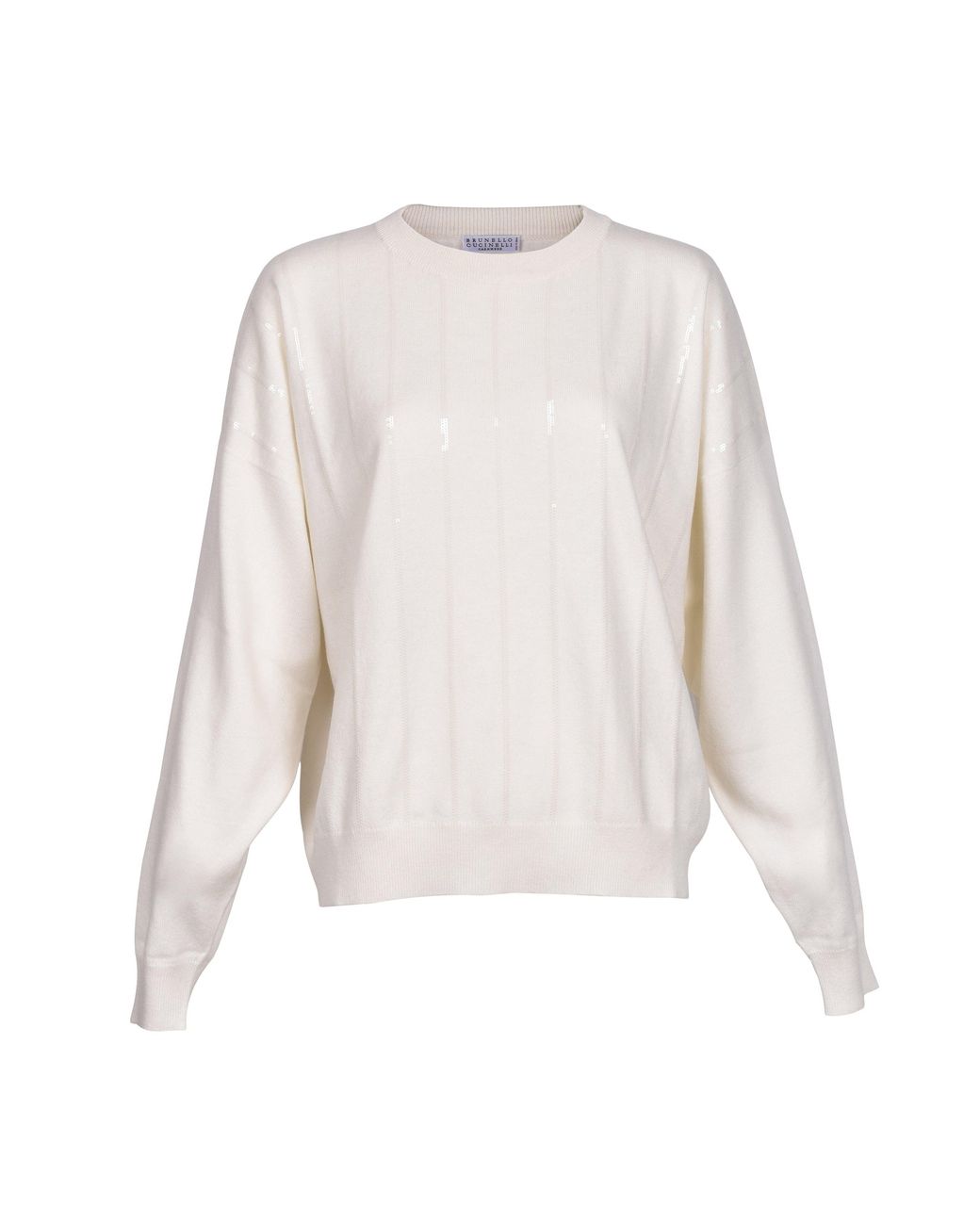 Brunello Cucinelli White Cashmere Ribbed Sweater Clothing