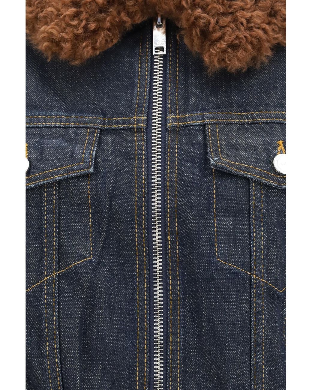 Ganni Blue Denim Bomber Jacket Cotton